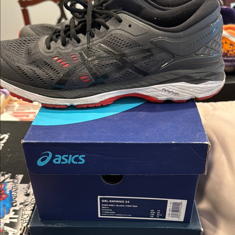 Asics Black and Red Athletic Shoes Stability Design